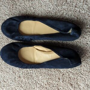 J Crew Sample Sale Suede Ballet Flats Navy 9.5M worn